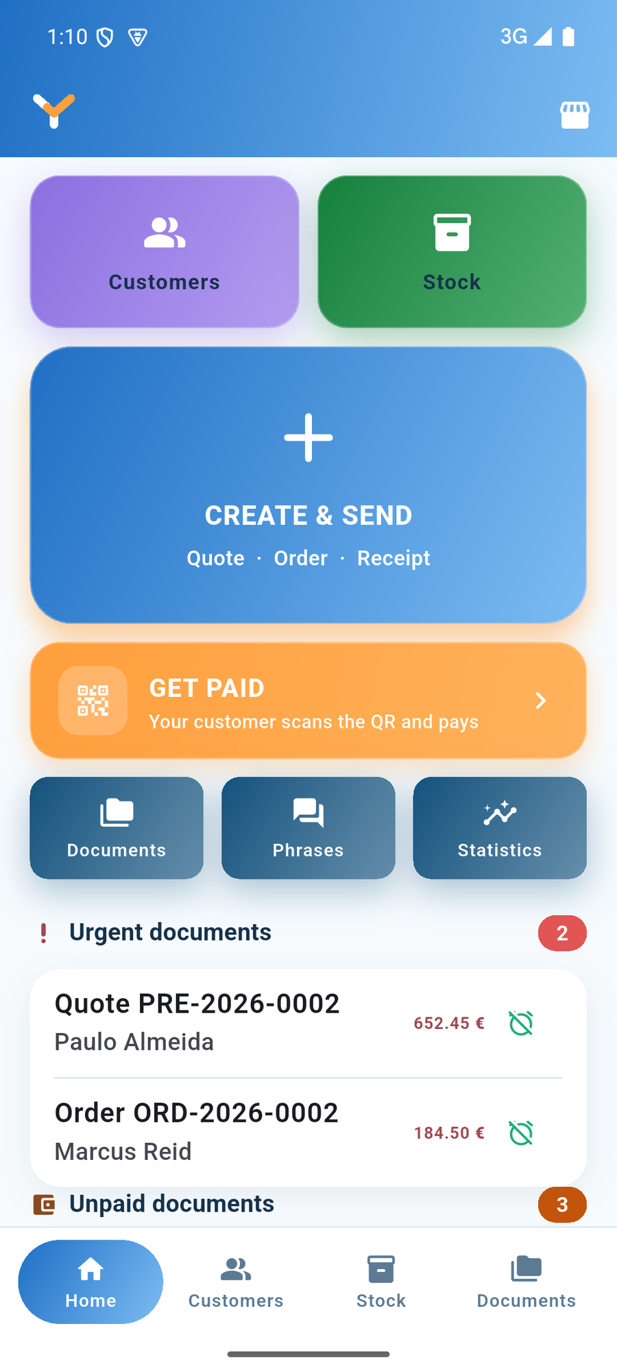 The Yataio home screen on a phone