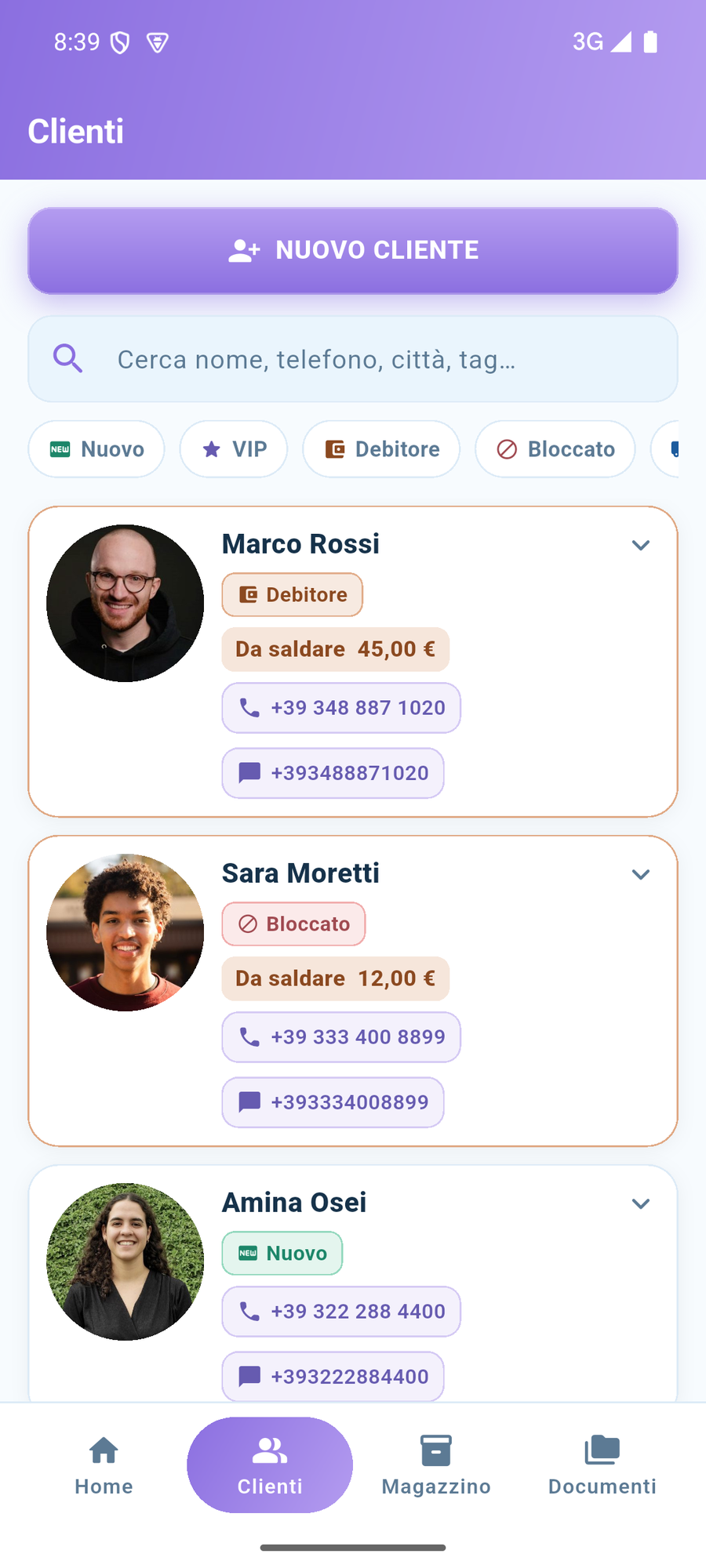 L'elenco dei clienti.
