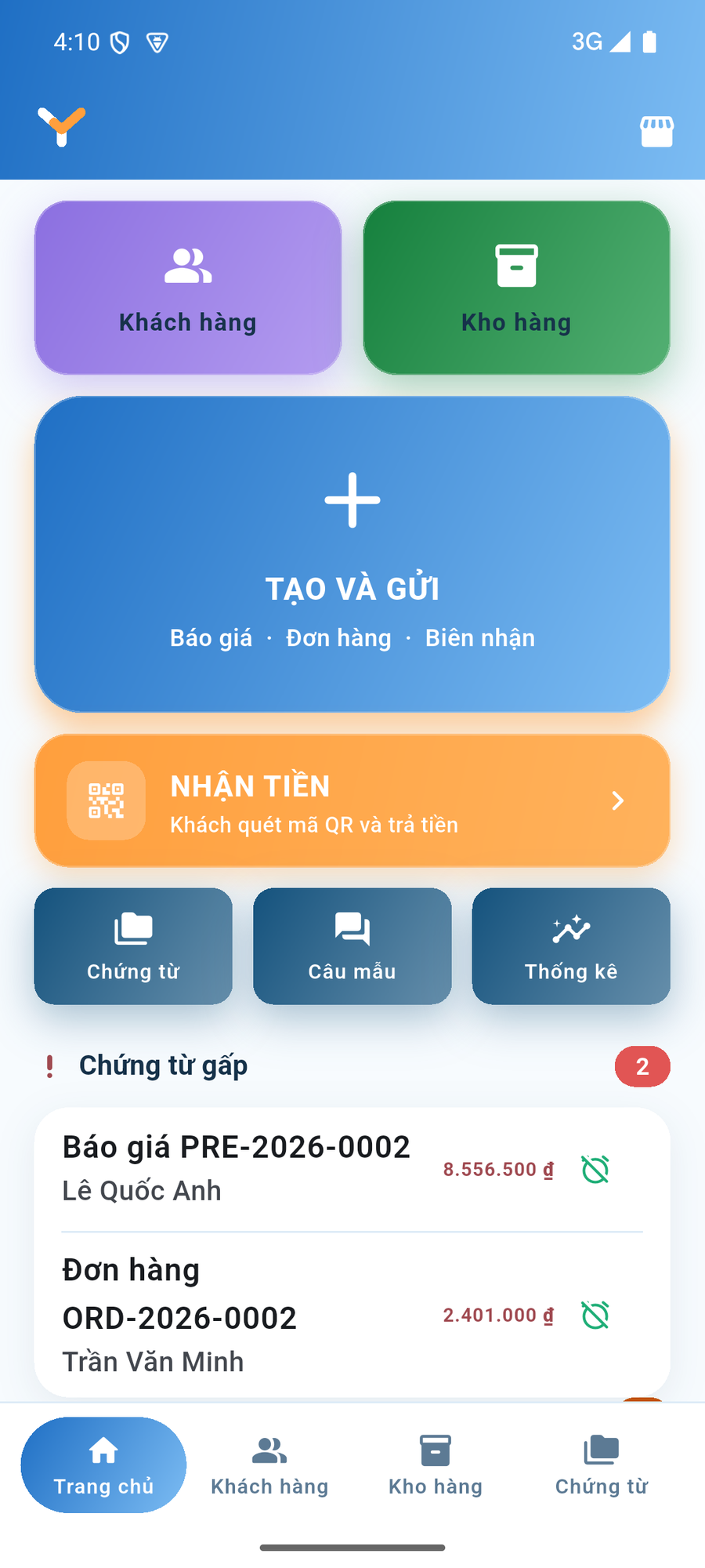 Màn hình chính của Yataio trên điện thoại